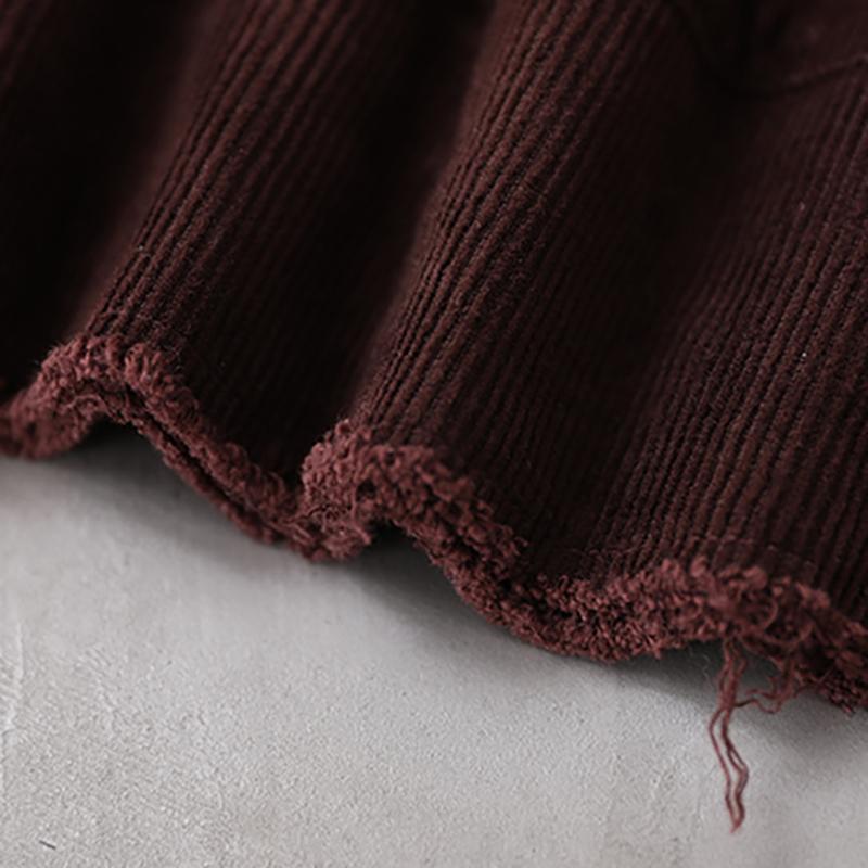 Casual Solid Color Corduroy Sleeveless Dress