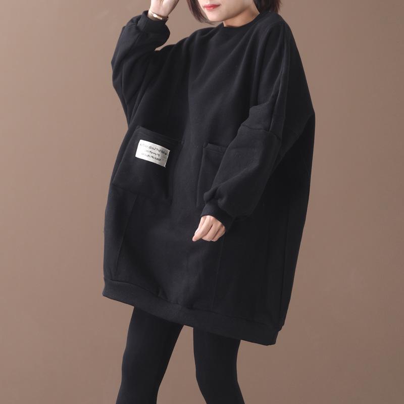 Casual Solid Color Loose Flocking Dress