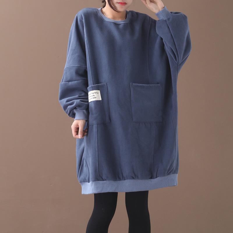 Casual Solid Color Loose Flocking Dress
