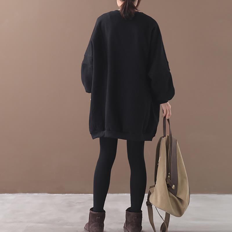 Casual Solid Color Loose Flocking Dress