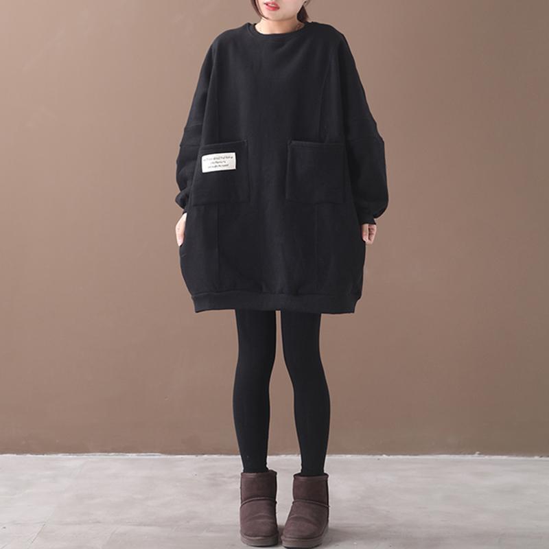 Casual Solid Color Loose Flocking Dress