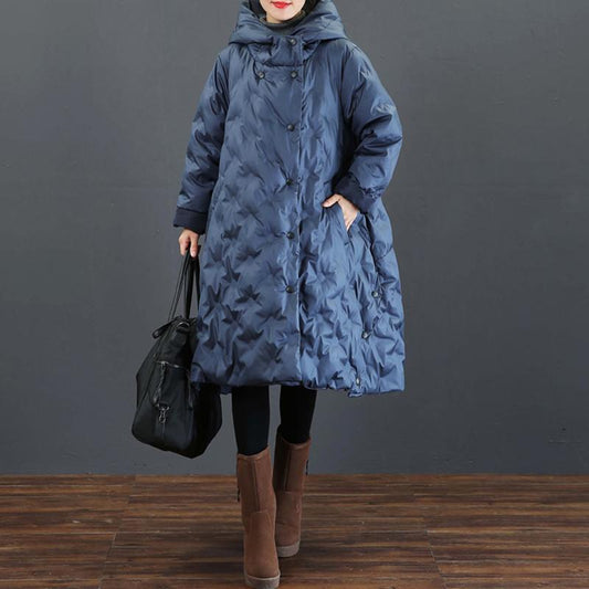 Casual Solid Color Loose Hooded Down Coat