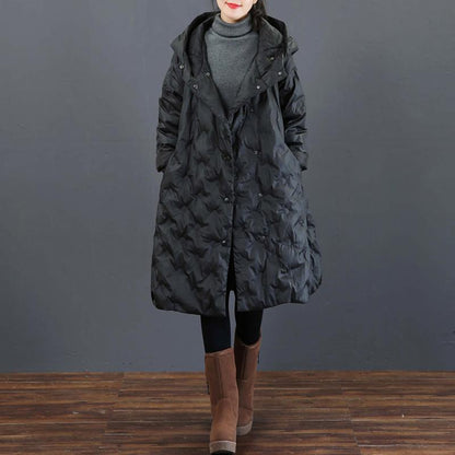 Casual Solid Color Loose Hooded Down Coat