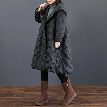 Casual Solid Color Loose Hooded Down Coat