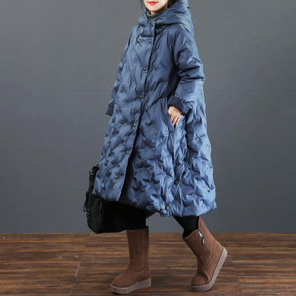 Casual Solid Color Loose Hooded Down Coat