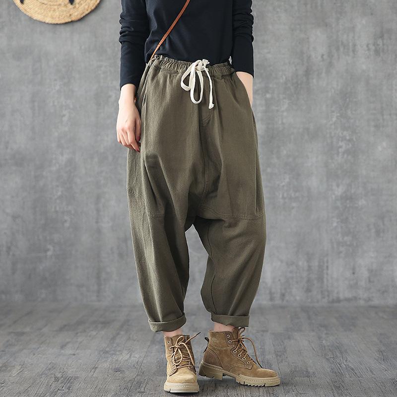 Casual Solid Color Low-cut Crotch Pants