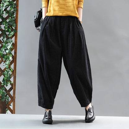 Casual Solid Color Pleated Comfortable Harem Pants