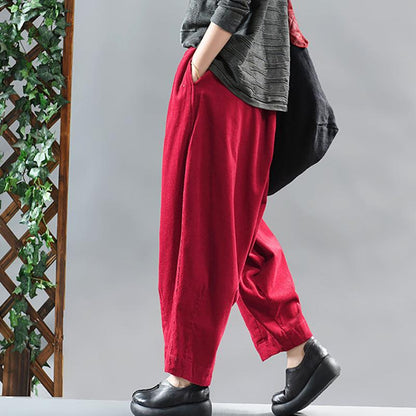 Casual Solid Color Pleated Comfortable Harem Pants