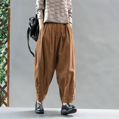 Casual Solid Color Pleated Comfortable Harem Pants