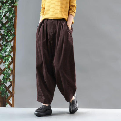 Casual Solid Color Pleated Comfortable Harem Pants