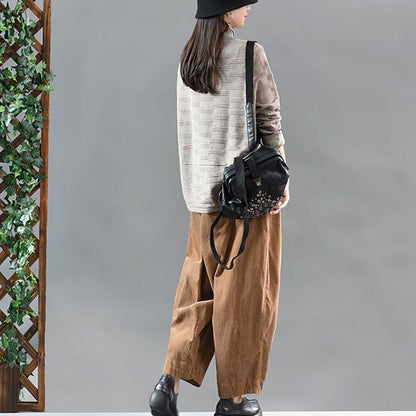 Casual Solid Color Pleated Comfortable Harem Pants