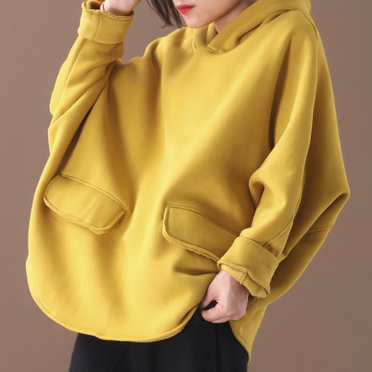 Casual Solid Color Plus Velvet Hooded Sweatshirt