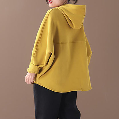 Casual Solid Color Plus Velvet Hooded Sweatshirt
