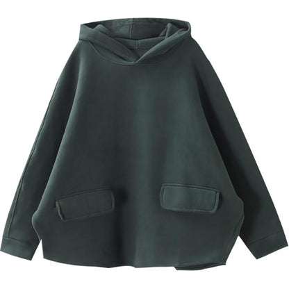 Casual Solid Color Plus Velvet Hooded Sweatshirt
