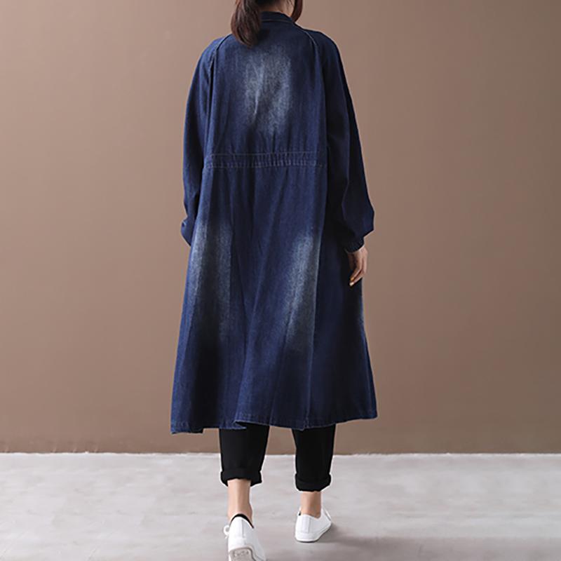 Casual Solid Color Pockets Denim Coat