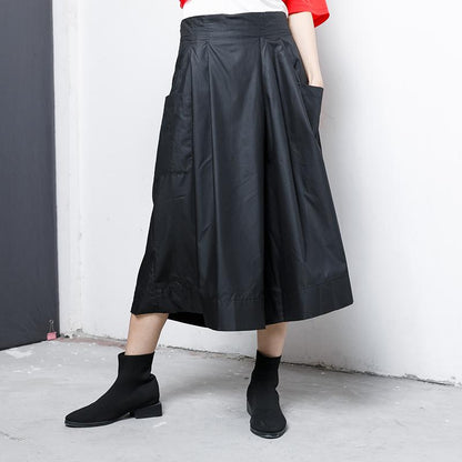 Casual Solid Elastic Waist Wide Leg Pants