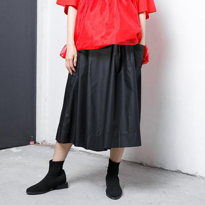 Casual Solid Elastic Waist Wide Leg Pants
