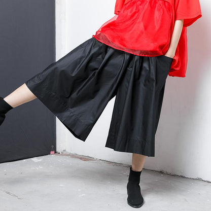 Casual Solid Elastic Waist Wide Leg Pants