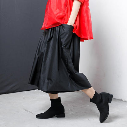 Casual Solid Elastic Waist Wide Leg Pants