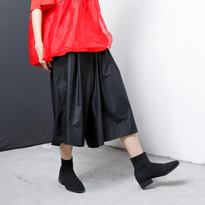 Casual Solid Elastic Waist Wide Leg Pants