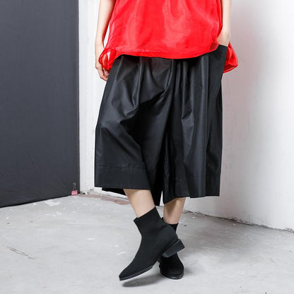 Casual Solid Elastic Waist Wide Leg Pants