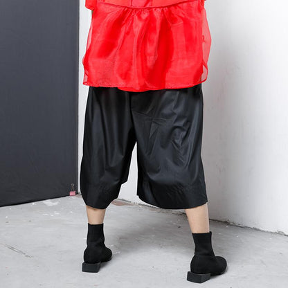 Casual Solid Elastic Waist Wide Leg Pants