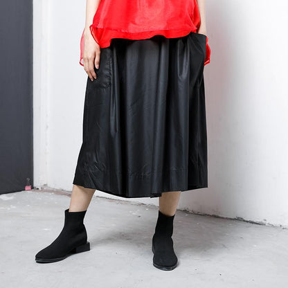 Casual Solid Elastic Waist Wide Leg Pants