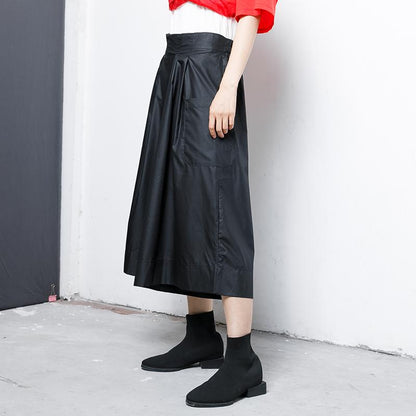 Casual Solid Elastic Waist Wide Leg Pants