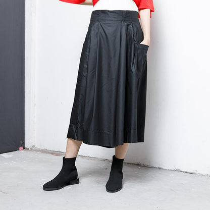 Casual Solid Elastic Waist Wide Leg Pants