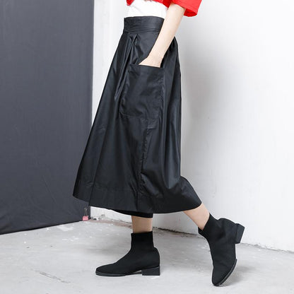 Casual Solid Elastic Waist Wide Leg Pants