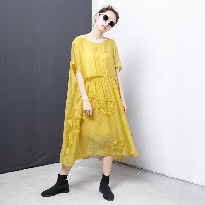 Casual Solid Short Sleeve Irregular Dress