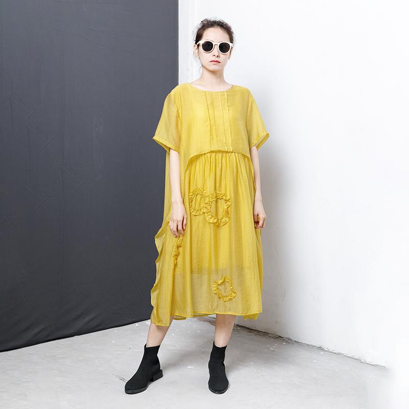 Casual Solid Short Sleeve Irregular Dress