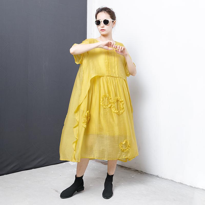 Casual Solid Short Sleeve Irregular Dress