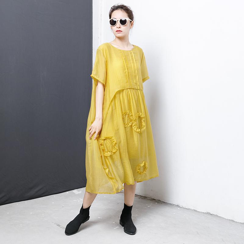 Casual Solid Short Sleeve Irregular Dress
