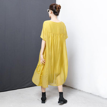 Casual Solid Short Sleeve Irregular Dress