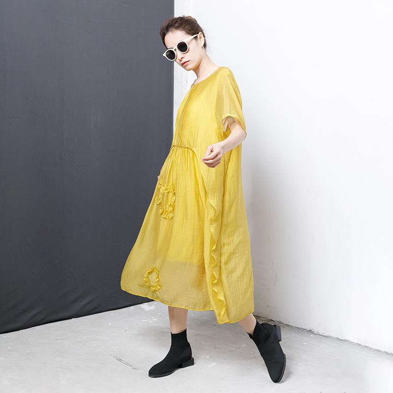 Casual Solid Short Sleeve Irregular Dress