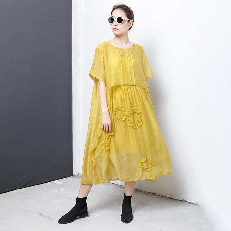 Casual Solid Short Sleeve Irregular Dress