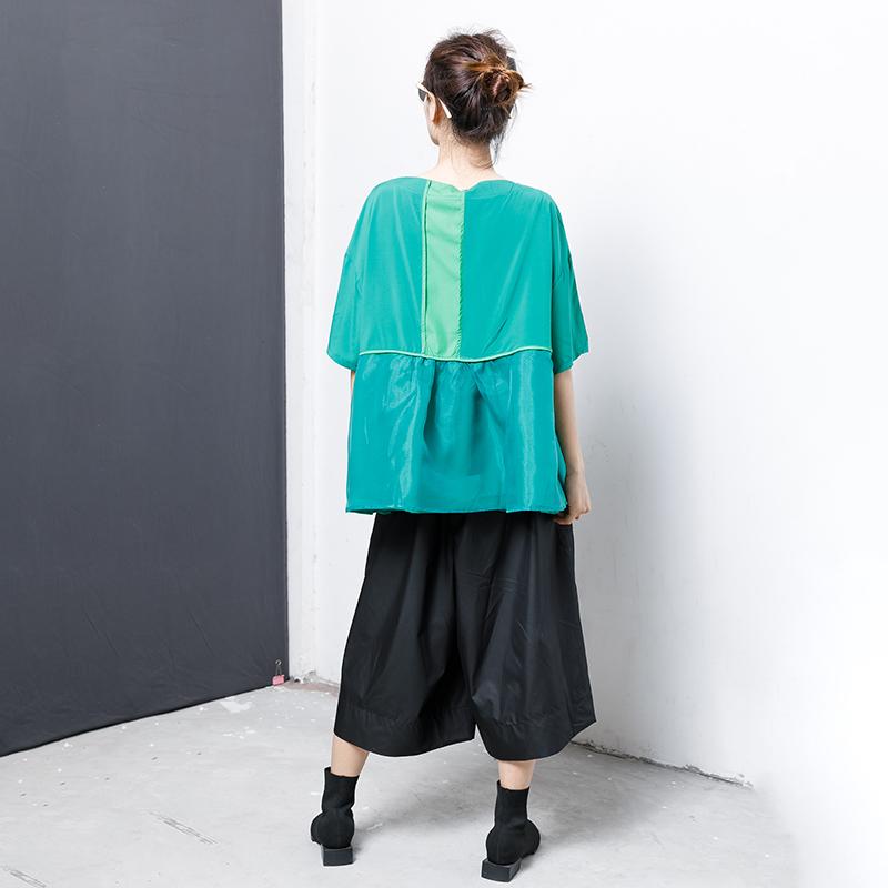 Casual Solid Short Sleeve Spliced Blouse