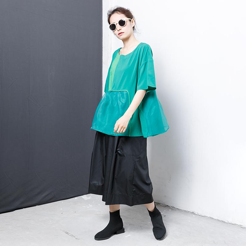 Casual Solid Short Sleeve Spliced Blouse