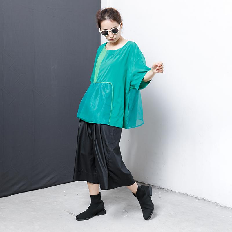 Casual Solid Short Sleeve Spliced Blouse