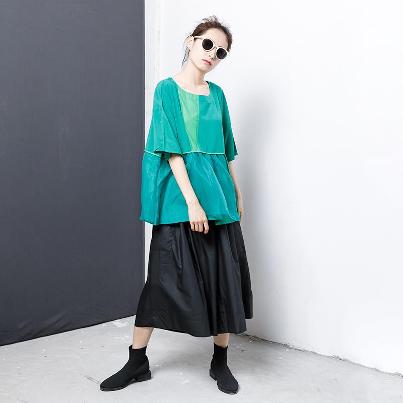 Casual Solid Short Sleeve Spliced Blouse