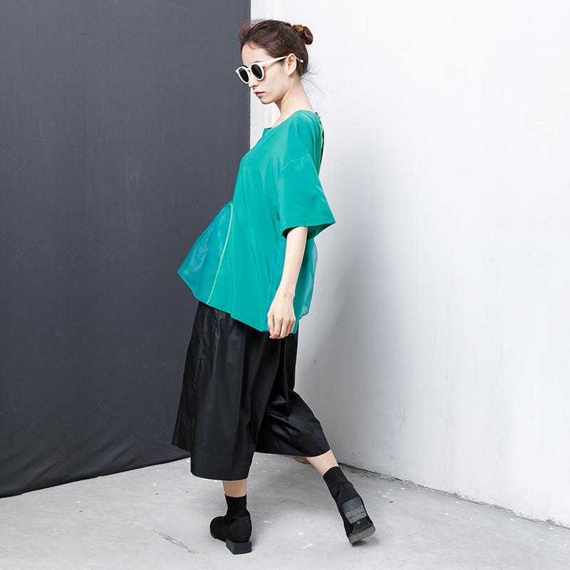 Casual Solid Short Sleeve Spliced Blouse