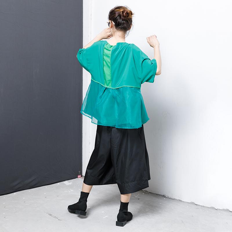 Casual Solid Short Sleeve Spliced Blouse