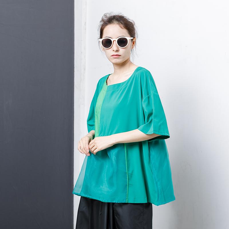 Casual Solid Short Sleeve Spliced Blouse