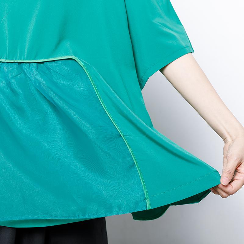 Casual Solid Short Sleeve Spliced Blouse