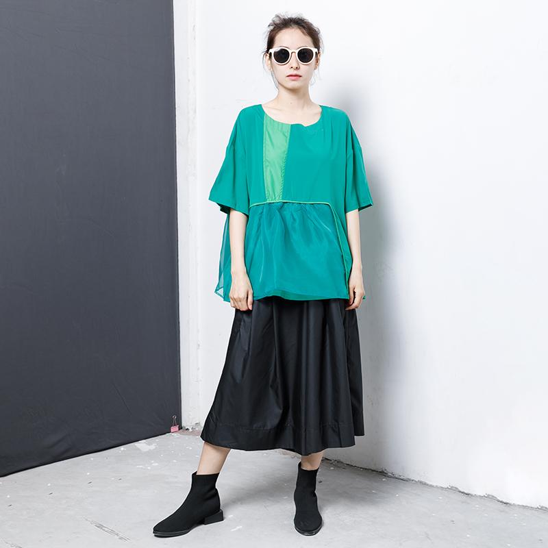 Casual Solid Short Sleeve Spliced Blouse