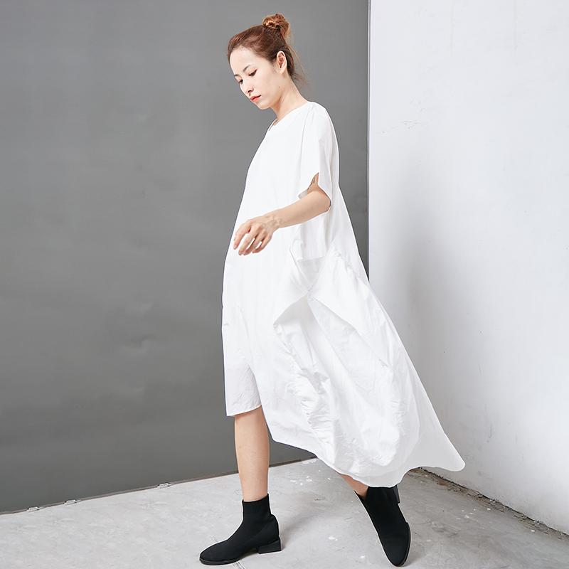 Casual Solid Short Sleeve V-Neck Women Dress