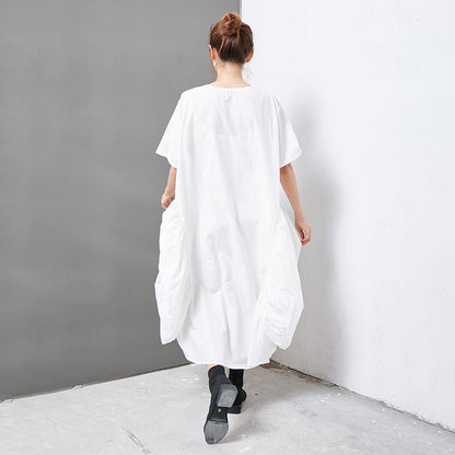 Casual Solid Short Sleeve V-Neck Women Dress