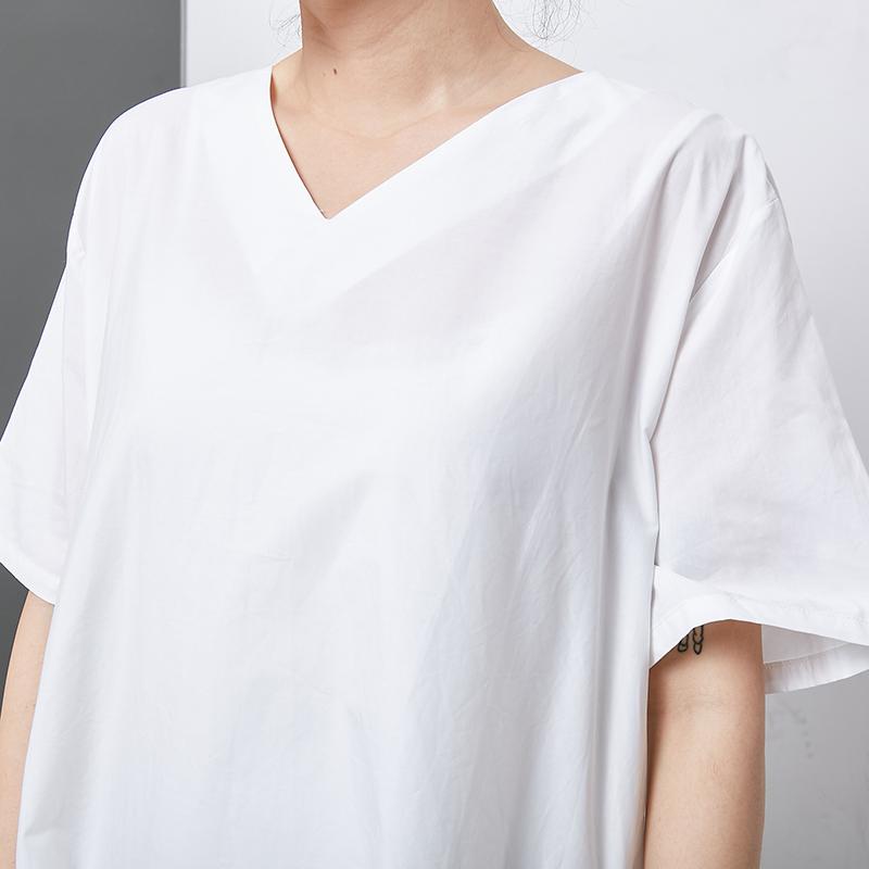 Casual Solid Short Sleeve V-Neck Women Dress