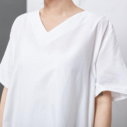 Casual Solid Short Sleeve V-Neck Women Dress